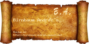 Birnbaum András névjegykártya